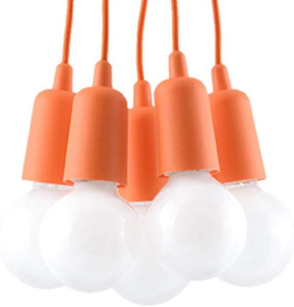 Pendelleuchte, Orange, PVC, 5-flammig, H-90 cm