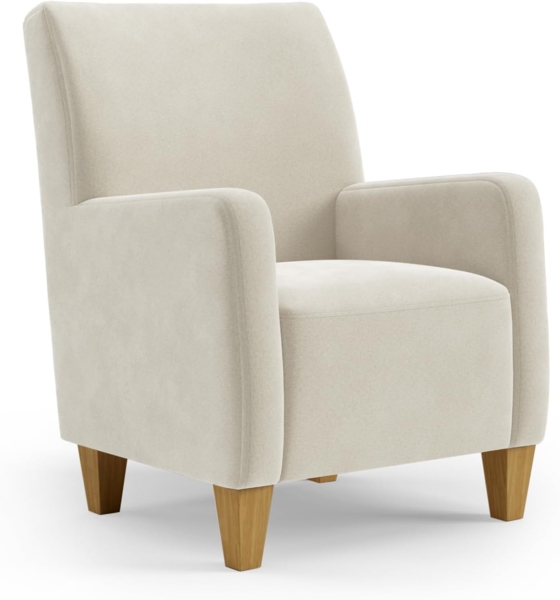 Cavadore Sessel Vida / Polstersessel im trendigen Design / 74 x 93 x 81 / Mikrofaser, Naturweiß