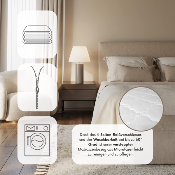 MSS e. K. 2 Liegehärten in Einer Matratze H2/H3 weich/mittelfest | Wendematratze Aqua Deluxe | Höhe ca. 21 cm | 160x210 cm | 7 Liegezonen | Komfortschaum | hochwertiger Microfaserbezug Bild 4