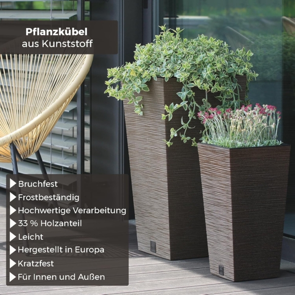 Annastore Pflanzkübel Blumentopf - Blumenübertopf für den Außen - Pflanzgefäß - Pflanztopf, Wetterfest, Inkl. Innentopf Bild 2