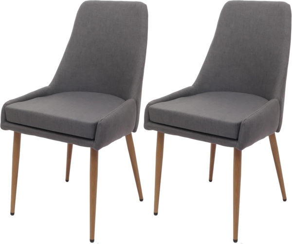 2er-Set Esszimmerstuhl HWC-O27, Küchenstuhl Polsterstuhl Stuhl, Stoff/Textil (280g/m²) Metall ~ dunkelgrau Bild 1