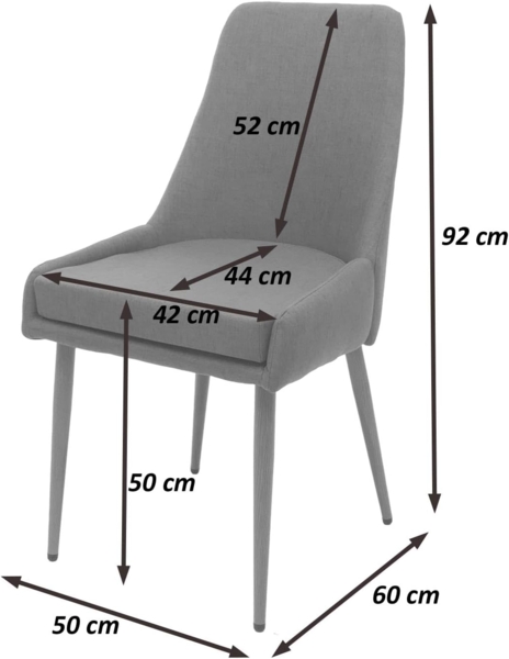 2er-Set Esszimmerstuhl HWC-O27, Küchenstuhl Polsterstuhl Stuhl, Stoff/Textil (280g/m²) Metall ~ dunkelgrau Bild 3
