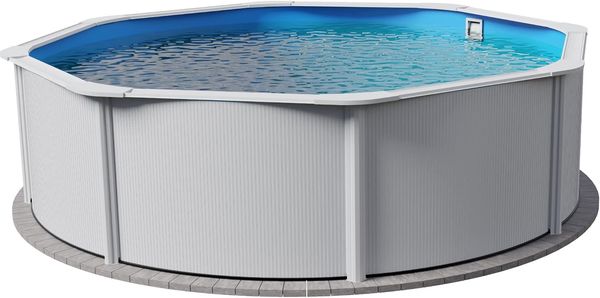 Planet Pool Rundpool Stahlwandpool rund Größe wählbar, 120 cm tief, Sta (Einzelbecken), verzinkte Stahlwand