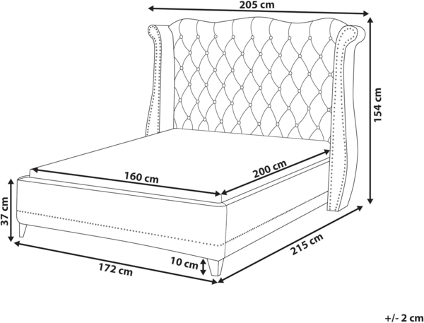 Polsterbett 'AYETTE' Samtstoff mit Lattenrost Schwarz 160x200 cm Bild 3