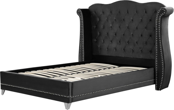 Polsterbett 'AYETTE' Samtstoff mit Lattenrost Schwarz 160x200 cm Bild 5