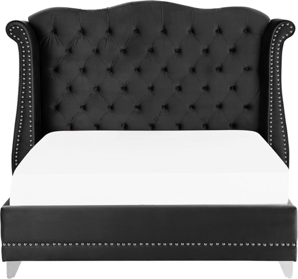 Polsterbett 'AYETTE' Samtstoff mit Lattenrost Schwarz 160x200 cm Bild 4