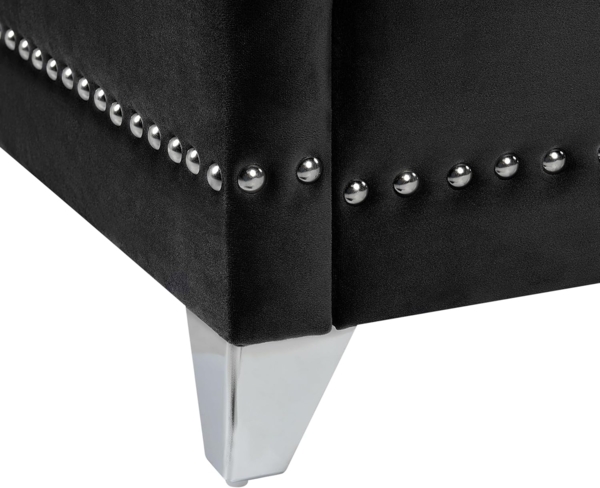 Polsterbett 'AYETTE' Samtstoff mit Lattenrost Schwarz 160x200 cm Bild 9