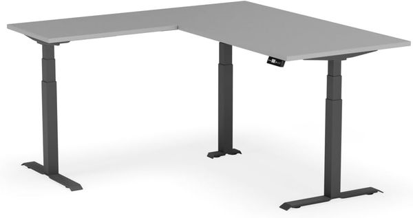 elektrisch höhenverstellbarer Schreibtisch L-SHAPE 180 x 170 x 60 - 90 cm - Gestell Schwarz, Platte Grau