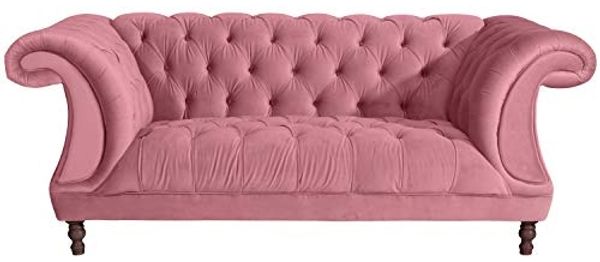 Ivette Sofa 2-Sitzer Samtvelours Rose Buche Nussbaumfarben