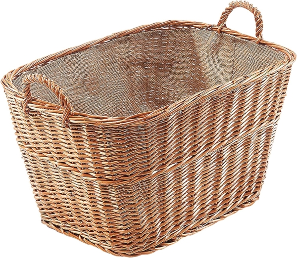 Kobolo Kaminholzkorb Holzkorb eckig gekochte Weide Leinen Gr 1