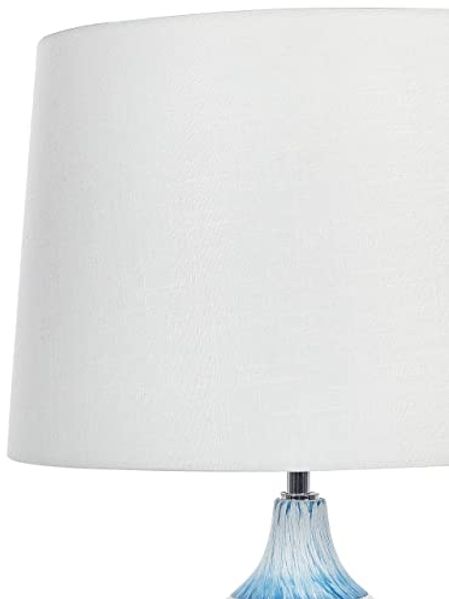 'Georgina' Tischlampe mit Keramikfuß Blau 66 cm Langes Kabel mit Schalter Klassischer Lampenschirm aus Baumwolle Jute in Weiß Wohnzimmer Schlafzimmer Bild 6