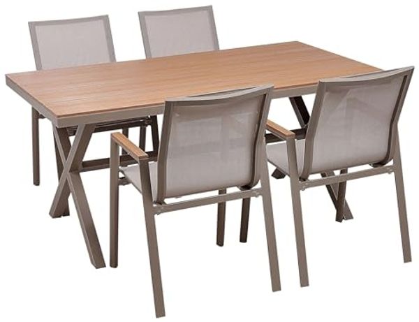 Essgruppe für 4 Personen TIANO Metall 160x90x73 cm Grau