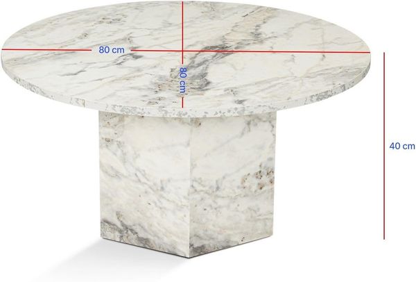 Modern Rustic Coffee Table, Freesia Marble, 80 x 80 x 40 | Made from 100% MDF, Thickness: 18 mm | Perfect for Modern Home Office & Study Spaces, Elegant and Functional Design Bild 3