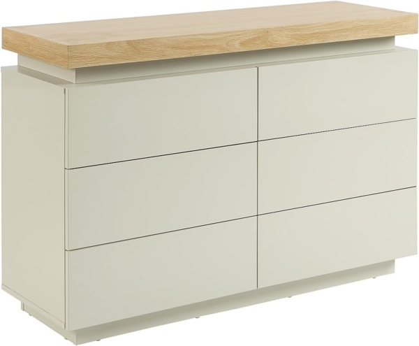 Vente-unique - Kommode mit 6 Schubladen & LEDs - MDF lackiert - Natur und Beige - HALO