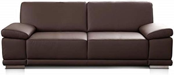 CAVADORE 3-Sitzer Sofa Corianne in Kunstleder / Sofa Lederoptik in hochwertigem Kunstleder und modernem Design / Mit verstellbaren Armlehnen / 217 x 80 x 99 / Kunstleder braun