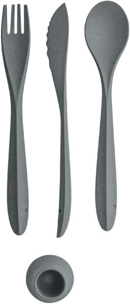 Koziol Besteck-Set 4-teilig Tulip, Besteckset, To Go Besteck, Thermoplastischer Kunststoff, Organic Deep Grey, 4037673