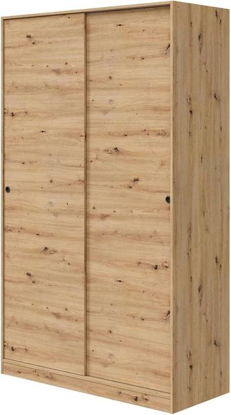 Dmora - Kleiderschrank 2 Türen Waterbury, Schlafzimmerschrank, Schrank mit 4 Regalen und Kleiderstange, 120x50h200 cm, Nodi-Eiche