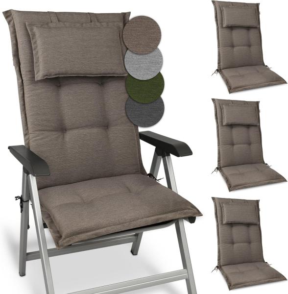 Beautissu 4er Set Hochlehner Auflage HighLux HL 120x50x7 cm Taupe