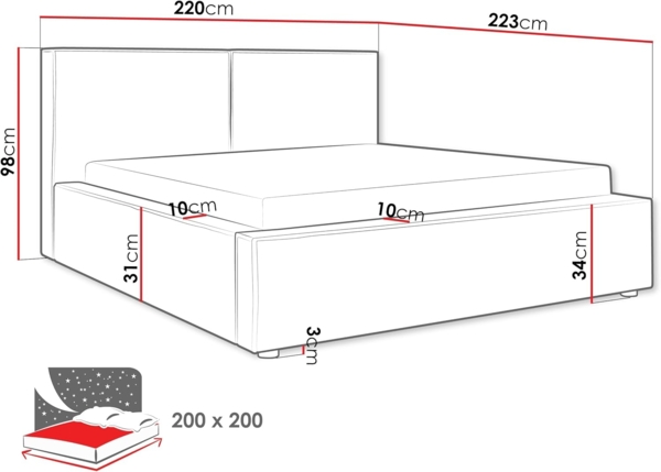 Polsterbett Sokoz Boucle (Farbe: Coral 65, Größe: 200 x 200) Bild 3