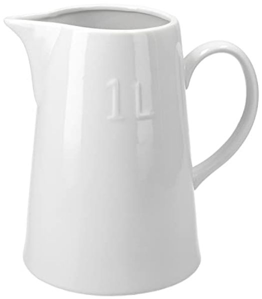 Milchkanne 1 Liter Keramik 18,5x9,5 cm Milchkännchen weiß Getränke servieren Privat Gastronomie