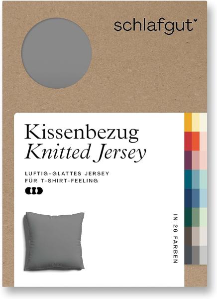 Schlafgut Kissenbezug Knitted Jersey aus Bio-Baumwolle mit Elasthan, bügelfrei, (1 Stück), besonders fein gestrickt, Kissenhülle mit farbigem Reißverschluss