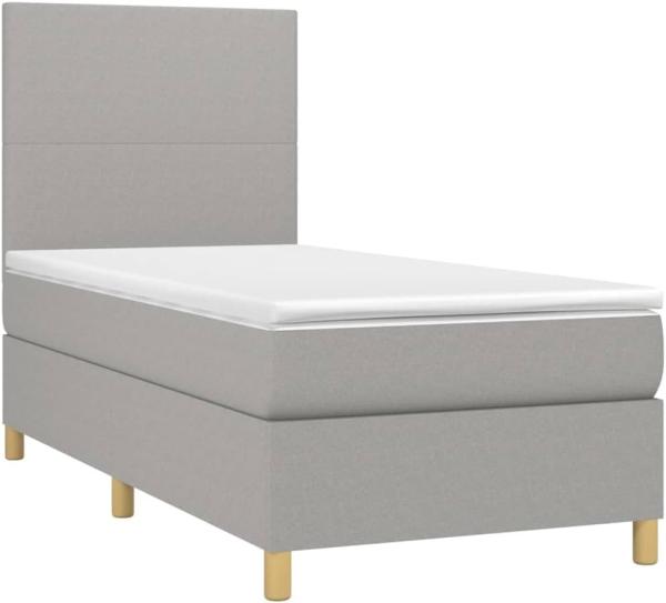 vidaXL Boxspringbett mit Matratze Hellgrau 90x200 cm Stoff, Härtegrad: H2 [3142145]