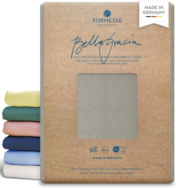 Formesse Bella Gracia Jersey-Spannbetttuch, perlgrau, 140x200-160x220,