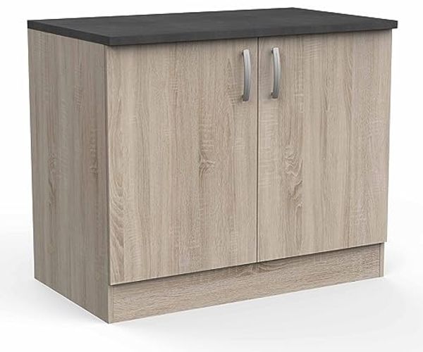 Unterschrank >Paprika< in SONOMA EICHE/BETON - 100x85x60cm (BxHxT)