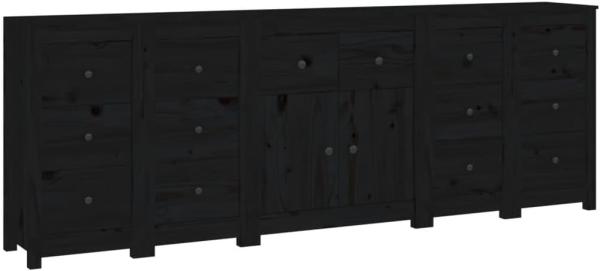 Sideboard Schwarz 230 x 35 x 80 cm Massivholz Kiefer [3114093]