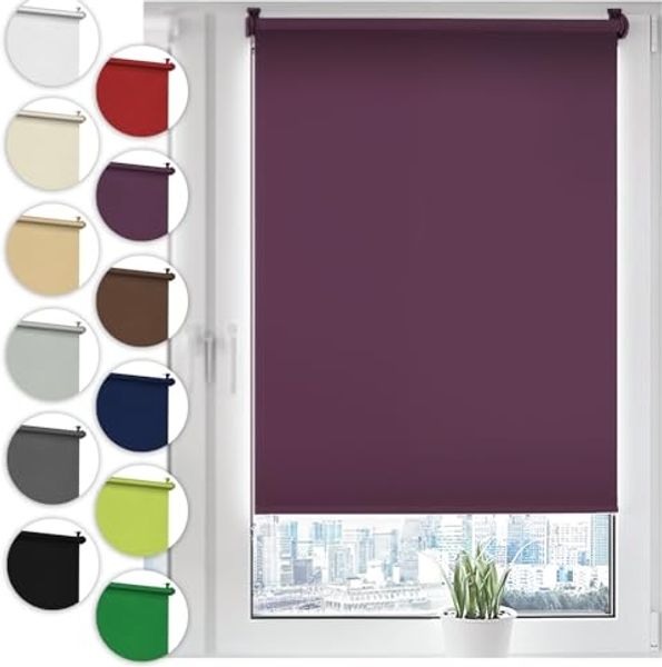 Verdunkelungsrollo Klemmfix ohne Bohren 35x210 cm Violett Verdunklungsrollo Fensterrollo Rollo Seitenzugrollo Klemmrollo für Fenster & Tür