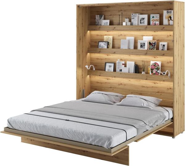 MEBLINI Schrankbett Bed Concept - BC-13 - 180x200 cm Vertikal - Artisan Eiche - Wandbett mit Lattenrost - Klappbett mit Schrank - Wandklappbett - Murphy Bed - Bettschrank