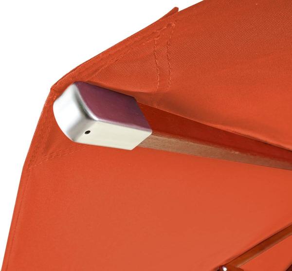 Gastronomie Holz-Sonnenschirm HWC-C57, Gartenschirm, Polyester/Holz 16kg, rund Ø4m Seilzug stoßsicher ~ terracotta Bild 6