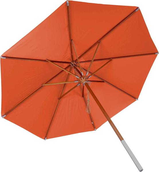 Gastronomie Holz-Sonnenschirm HWC-C57, Gartenschirm, Polyester/Holz 16kg, rund Ø4m Seilzug stoßsicher ~ terracotta Bild 2