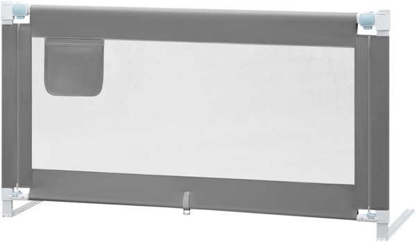 WOLTU Bettgitter, 150 cm Bettschutzgitter für Kinder Baby, Rausfallschutz Bett Boxspringbett Kinderbett Elternbett, Gitterschutz höhenverstellbar 69-87 cm, Oxford-Gewebe Metall, Dunkelgrau