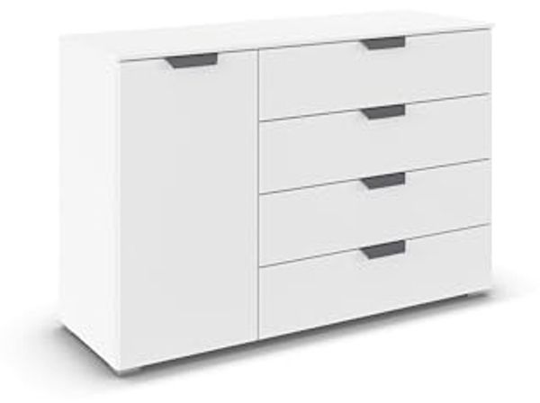 rauch Aditio Box, Kommode, 1-türig, 4 Schubladen, mit Softclose-Funktion, Farbe Weiß, BxHxT 120x81x42cm