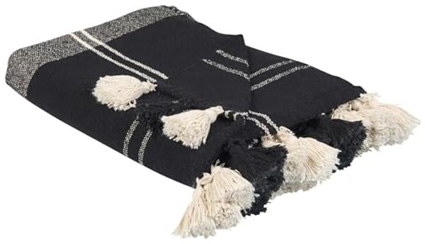 Beliani 'Kulac' Kuscheldecke, Baumwollmischgewebe schwarz, 130 x 170 cm