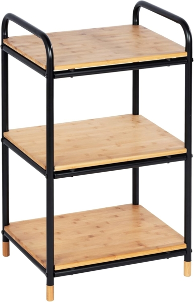 WENKO LOFT Badregal, Braun/Schwarz, mit 3 Etagen, Bambus
