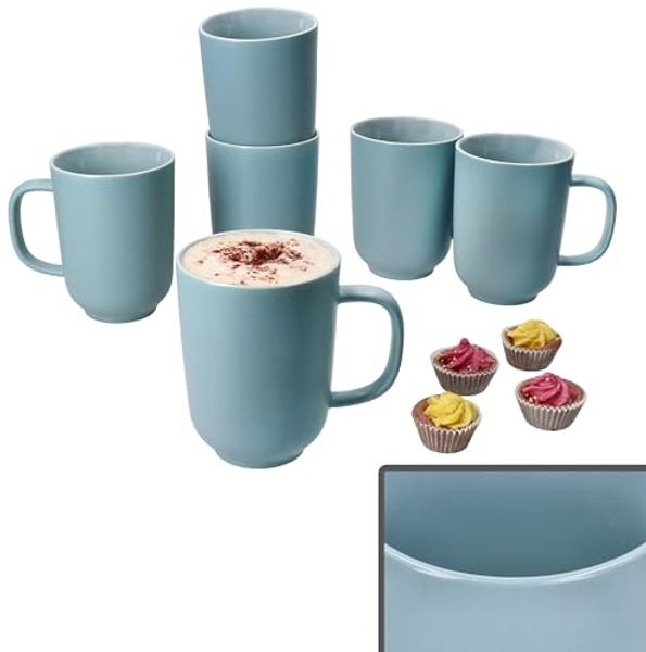 Ritzenhoff & Breker Becher Ritzenhoff 6x Jasper Kaffeebecher 250ml H10,4cm Graublau Tee-Tassen, Steingut
