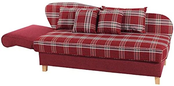 Selma Recamiere mit Armteil links klappbar Flachgewebe Rot Buche Natur