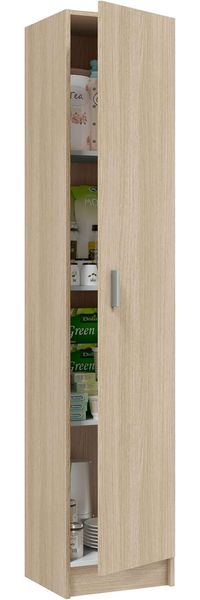 Mehrzweck-Kleiderschrank mit einer Flügeltür mit drei höhenverstellbaren Einlegeböden, Eichenfarbe, 37x37 x H180 cm