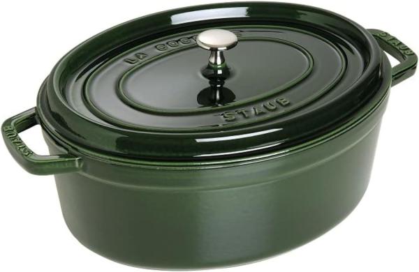 Staub La Cocotte Cocotte 31 cm, oval, Basilikum-Grün, Gusseisen