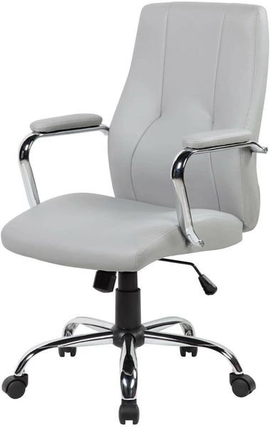 Dmora - Stuhl mit Rädern Hobart, Chefsessel mit Armlehnen, Ergonomischer Bürostuhl, 64x58h101/111 cm, Grau