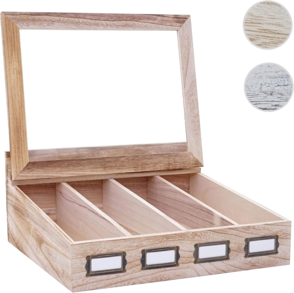 Besteckkiste HWC-C25, Holzbox mit Deckel Besteckkasten, Paulownia 17 x 37 x 33 cm ~ naturbraun Bild 9