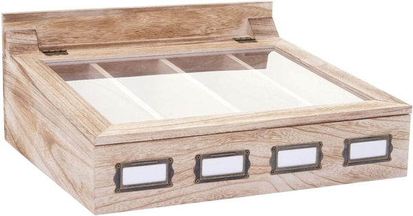 Besteckkiste HWC-C25, Holzbox mit Deckel Besteckkasten, Paulownia 17 x 37 x 33 cm ~ naturbraun Bild 3