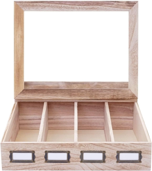 Besteckkiste HWC-C25, Holzbox mit Deckel Besteckkasten, Paulownia 17 x 37 x 33 cm ~ naturbraun Bild 5