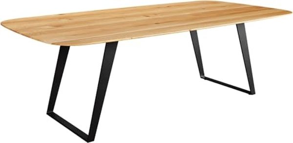 Esstisch Edge Boot 240x120x2,5-3 Eiche Natur Metall Schräg Schwarz Schweizer Kante