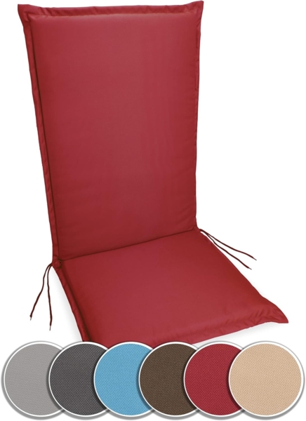 sunnypillow Liegenauflage Polsterauflagen Gartenstuhlauflage 120 x 50 extra Dicke 9cm, 1 Stück Rot