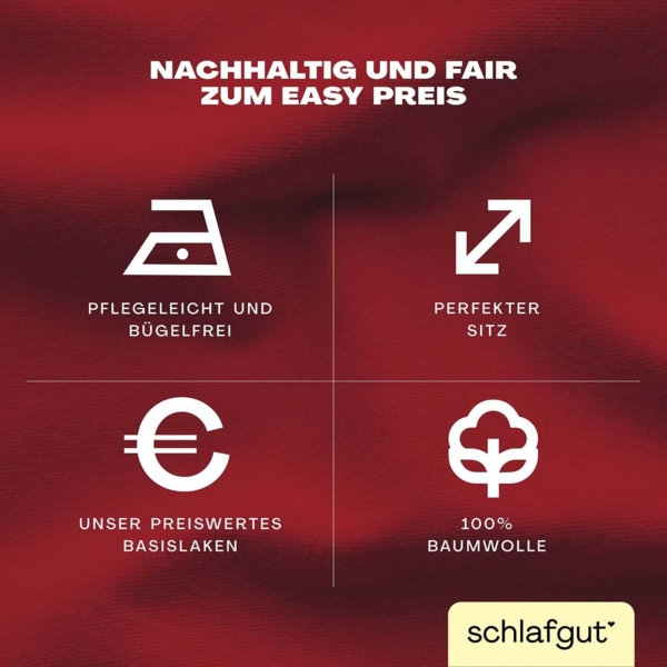 Schlafgut Spannbettlaken EASY aus 100% Baumwolle, weich & saugfähig, Marken-Bettlaken, Jersey, Gummizug: rundum, (1 Stück), für Matratzen bis 22 cm Höhe, in 90x200, 140x200 oder 180x200 cm Bild 2