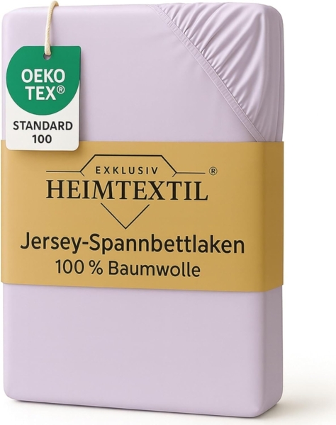 EXKLUSIV HEIMTEXTIL Marke Jersey Spannbettlaken 90 x 200 cm Flieder 100% Baumwolle Öko - Tex Zertifiziert Bed-Sheet Bettlaken Spannbetttuch Topper Leinentuch