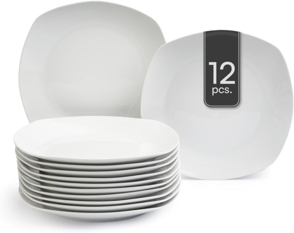 Home4You Speiseteller Speiseteller, Weiß, Ø 27 cm, (12 St), Porzellan